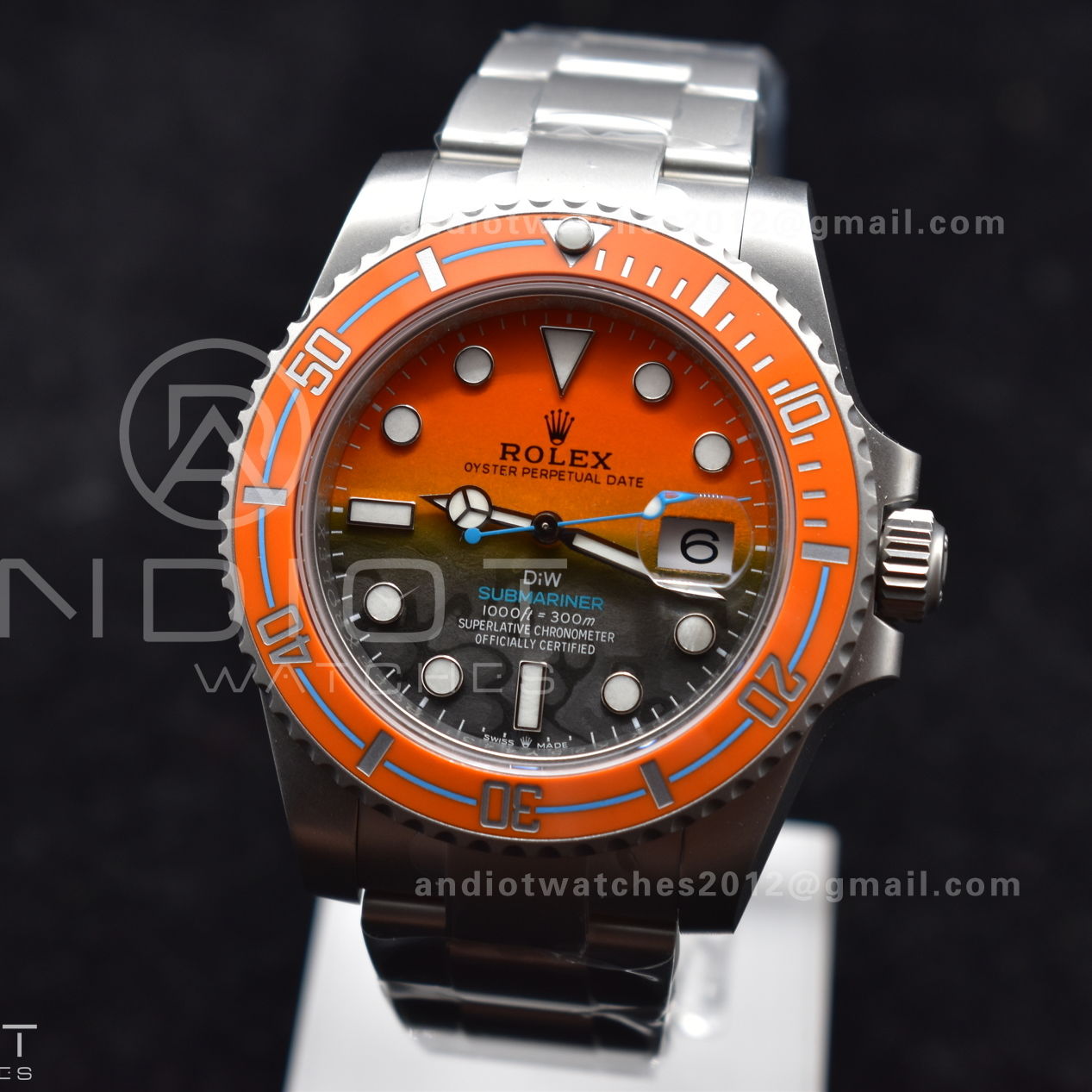 Submariner DIW Sandblasted VSF 1:1 Best Edition Orange Ceramic Bezel Orange/Black Dial on SS Bracelet VS3135